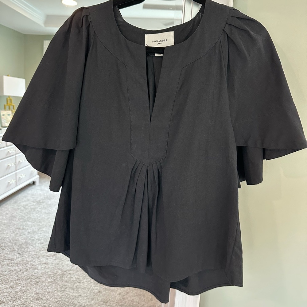Pomander Place Black Finley Flutter Sleeve Top